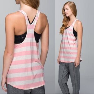 Lululemon Pink Stripped Racerback Tank